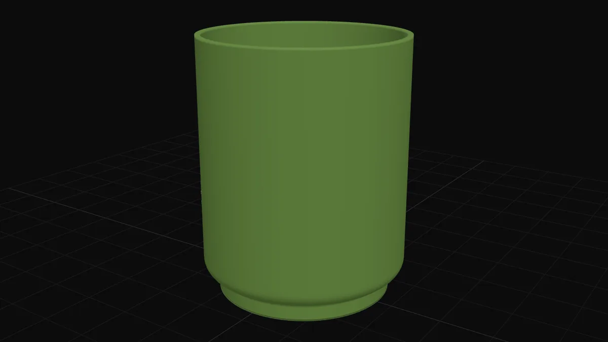 A modern planter with a smooth tapered body and a clean rim, ready to 3D-print or cast